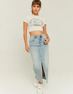 Jupe midi en denim taille haute avec fente^Tally Weijl Hot