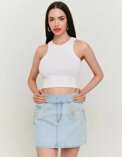 Mini-Jupe en Denim avec Strass^Tally Weijl Sale