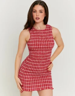 Robe Courte Rouge Imprimé Vichy^Tally Weijl Discount