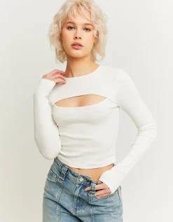 Top Basique Côtelé avec Découpe^Tally Weijl Fashion
