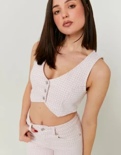 Veste sans Manches Vichy Blanc et^Tally Weijl Clearance