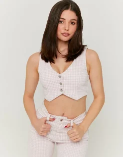 Veste sans Manches Vichy Blanc et^Tally Weijl Clearance